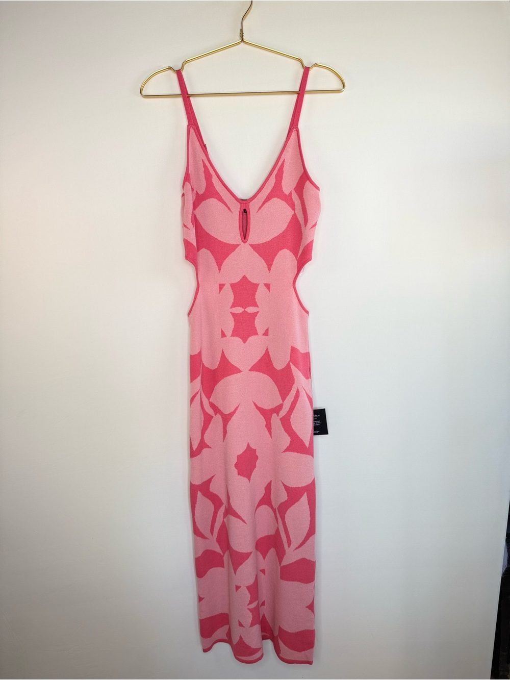 Lulu's Two-Tone Pink Floral Cutout Midi Dress - Picture 10 of 15